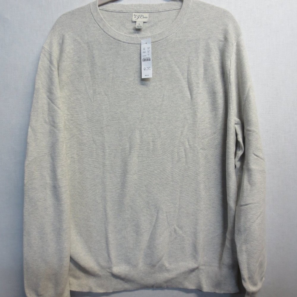 J CREW TEXTURED SLIM FIT MEN'S SWEATER - HEATHERED OATMEAL - SIZE LARGE
